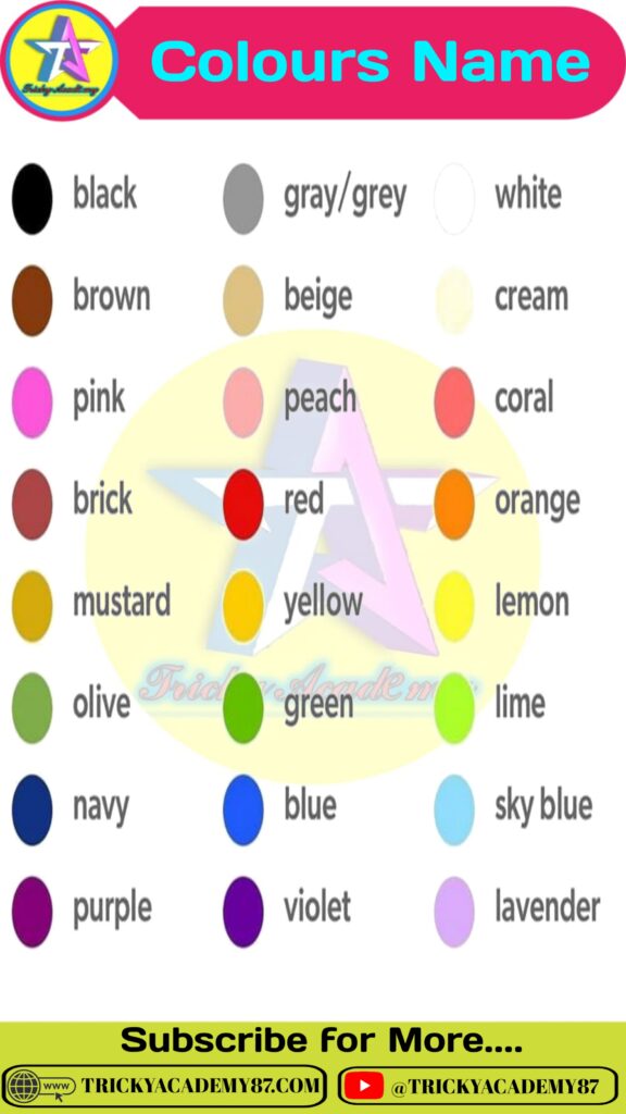 Colours Name in Hindi and English